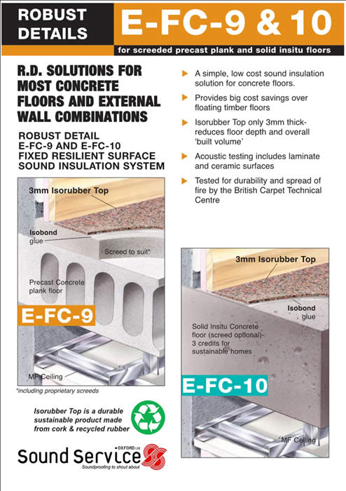 E-FC-9 & 10 Robust Detail solution to meet Part E requirements for impact noise through separating concrete floor
