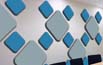 sound absorbing pattern in blue and grey on wall