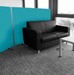 Screensorption-Plus blue coloured acoustic floor mounted screens