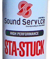 Sta-Stuck name on can of aerosol contact adhesive with SS logo and company name