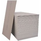 stack of acoustic plasterboard with one panel upright