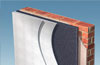 cut-away view of brick wall soundproofed with M20AD system
