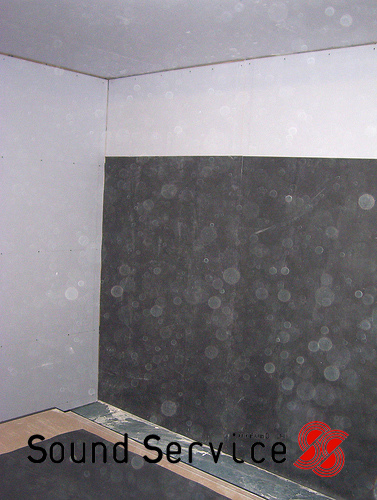 SBM5 Soundproofing Mat fixed to the plasterboard walls