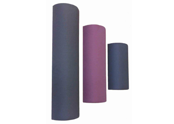 a row of three spaced coloured Echo-Stik sound absorbing panels